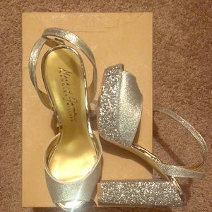 Silver Glitter High Heel Strap Shoe (5 inch)